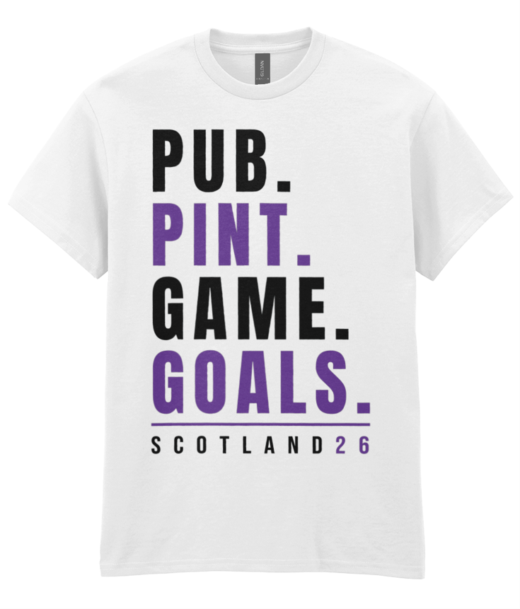Scotland World Cup 2026 - Pub Pint Goals T-Shirt - White