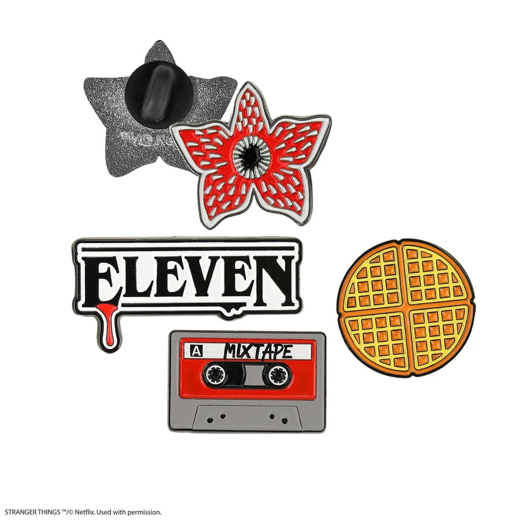 Stranger Things Pins Season 1 - Eggo Waffle, Eleven, Demogorgon, Mixtape