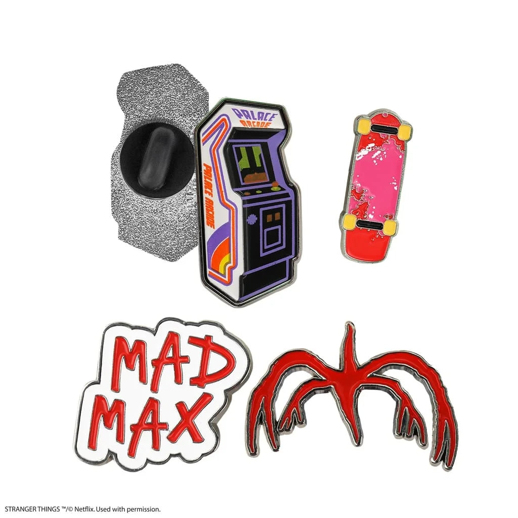 Stranger Things Pins Season 2 -  Skateboard, Palace arcade, Mad Max logo Mind Flayer