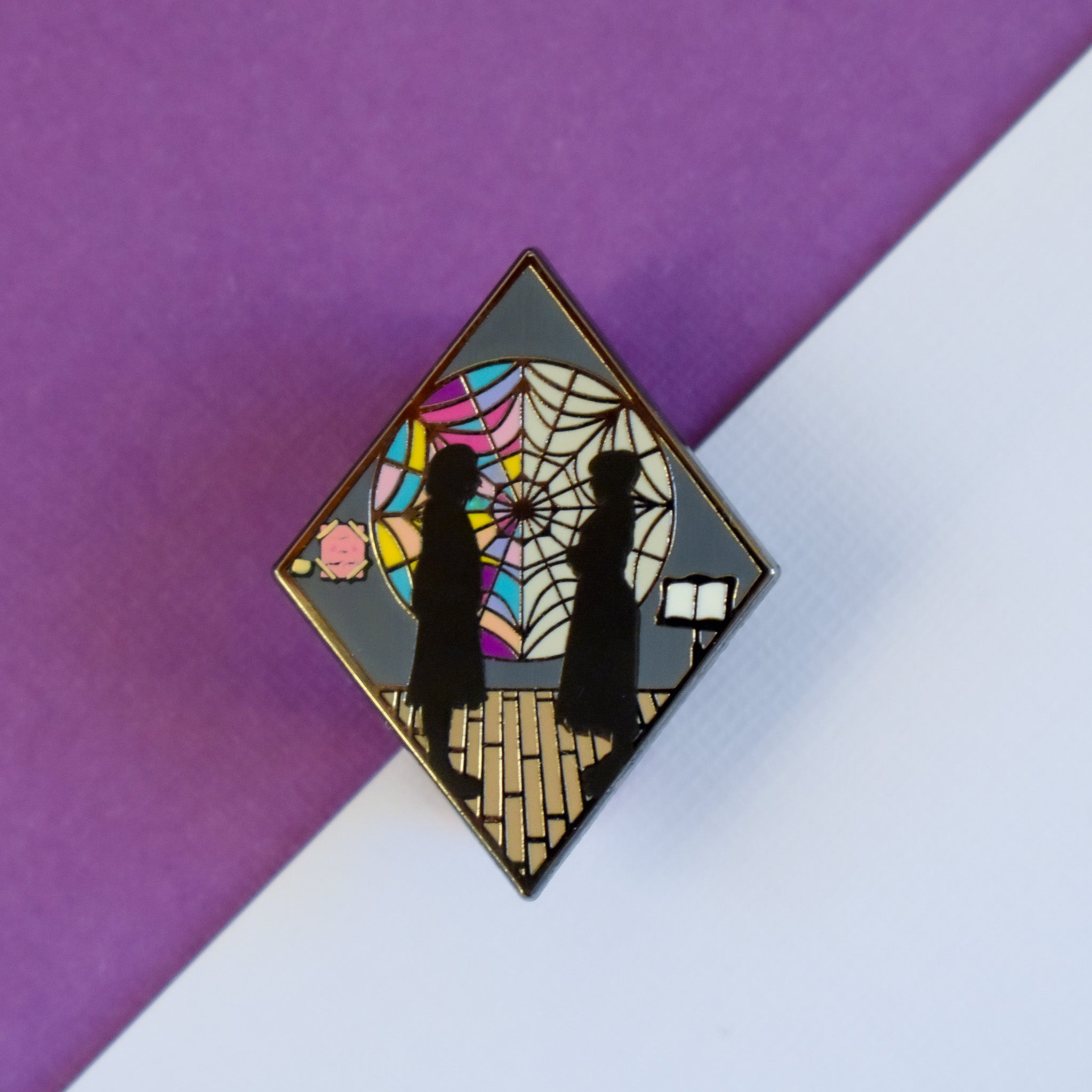 Nevermore Dorm Room Stained Glass Enamel Pin - Inspired by Wednesday