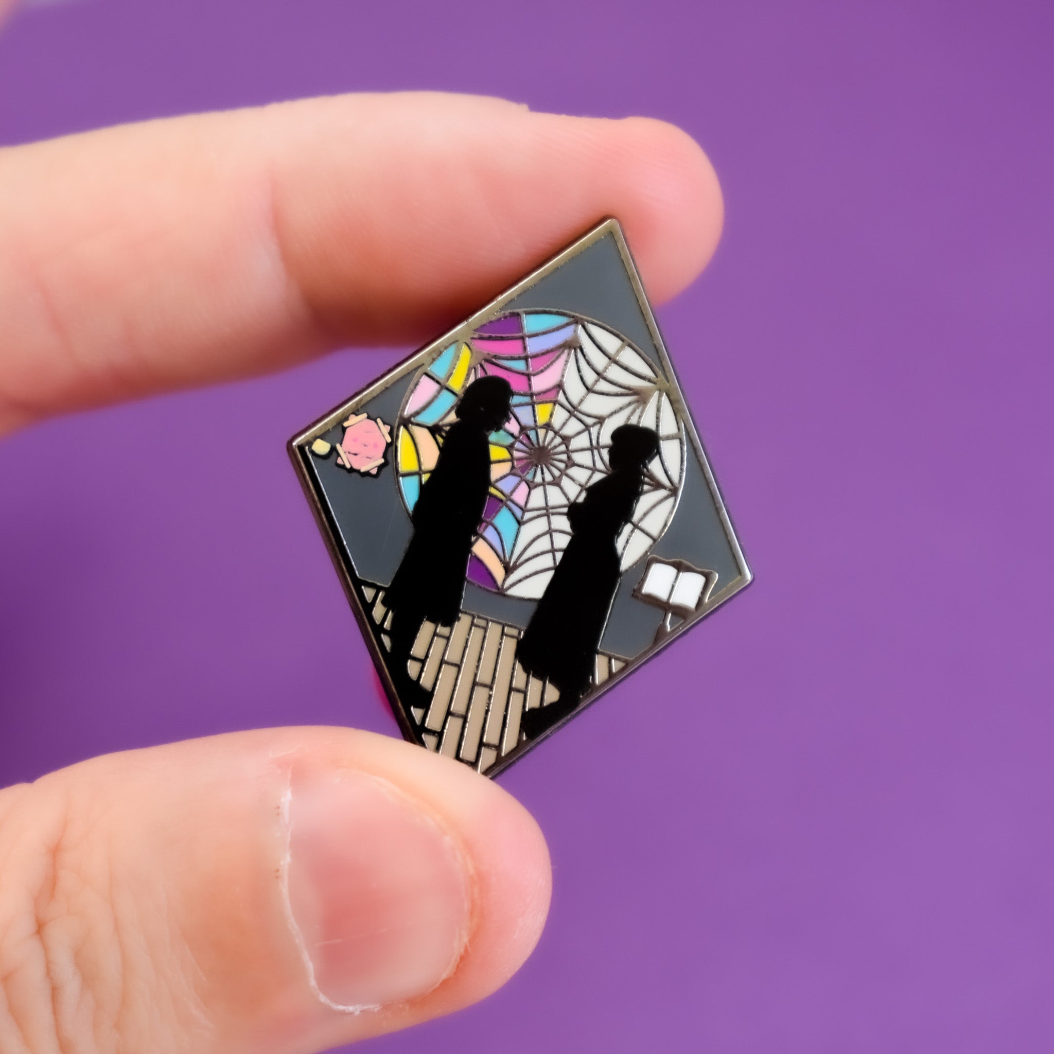 Nevermore Dorm Room Stained Glass Enamel Pin - Inspired by Wednesday