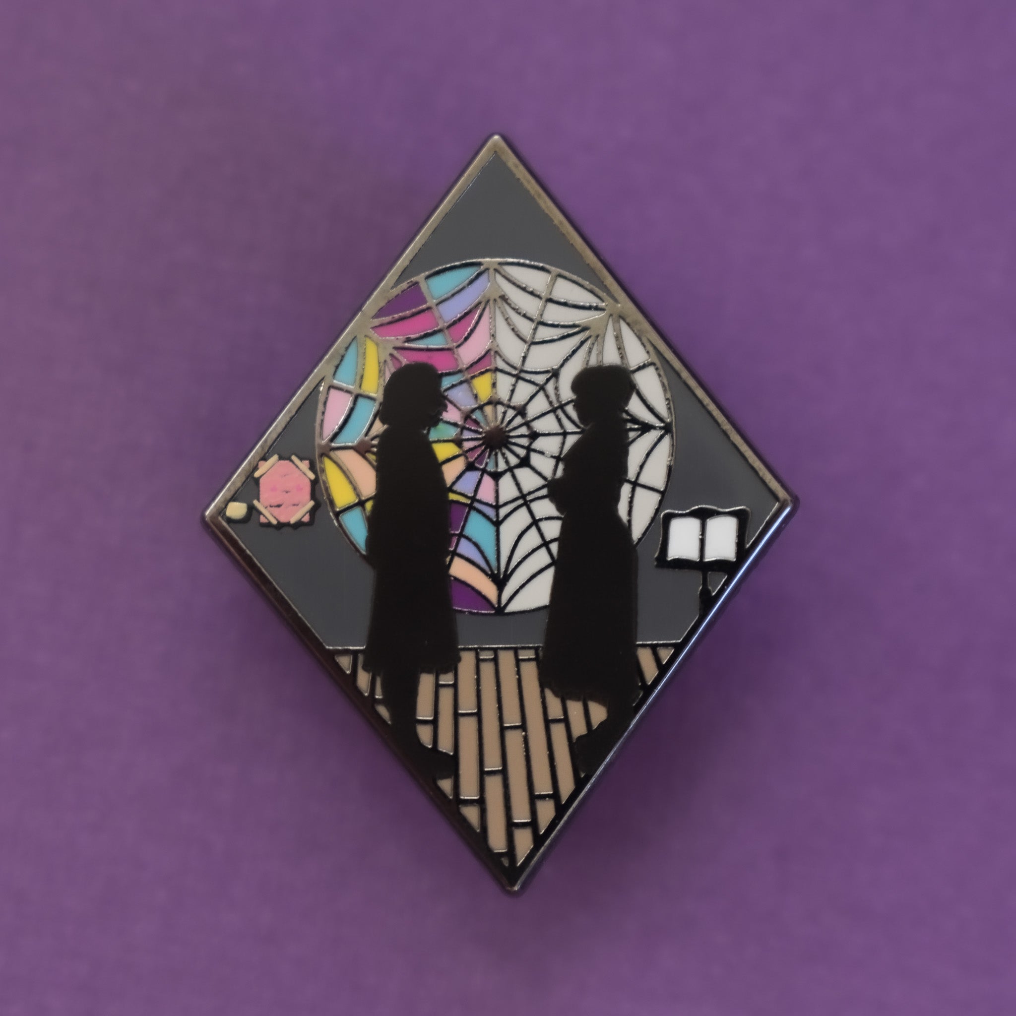 Nevermore Dorm Room Stained Glass Enamel Pin - Inspired by Wednesday