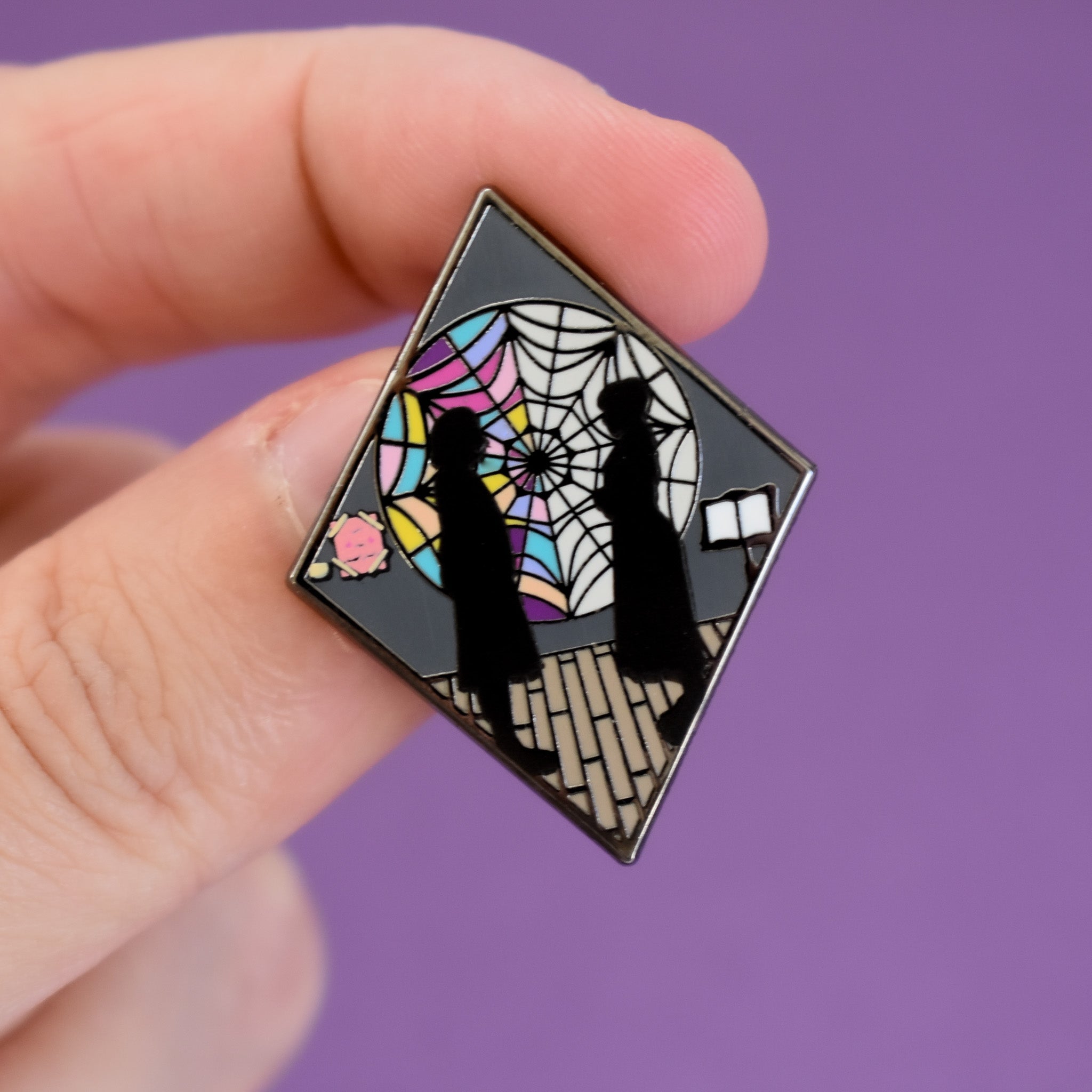 Nevermore Dorm Room Stained Glass Enamel Pin - Inspired by Wednesday