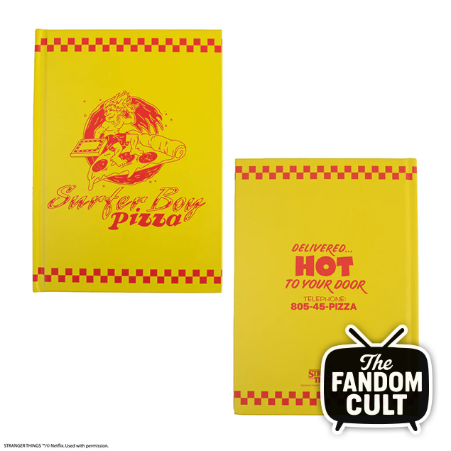 Surfer Boy Pizza Hardcover Notebook and Glasses - Stranger Things