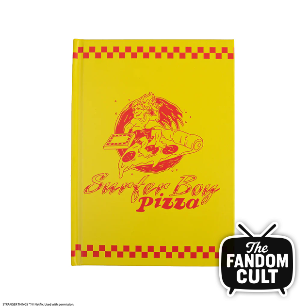 Surfer Boy Pizza Hardcover Notebook and Glasses - Stranger Things