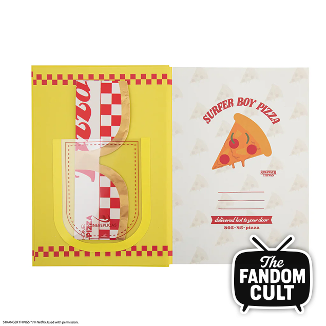 Surfer Boy Pizza Hardcover Notebook and Glasses - Stranger Things