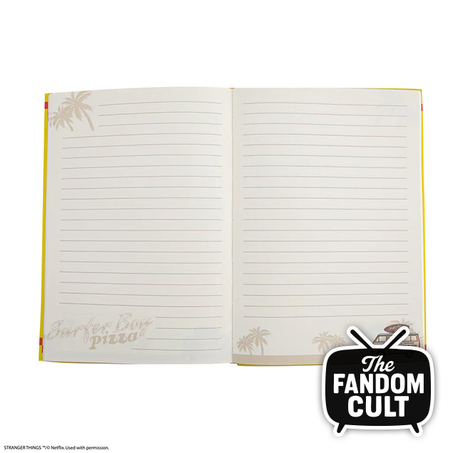 Surfer Boy Pizza Hardcover Notebook and Glasses - Stranger Things