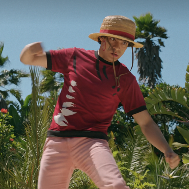 Red and Black Ringer Painted T-Shirt - Luffy Cosplay - Inspired by One Piece