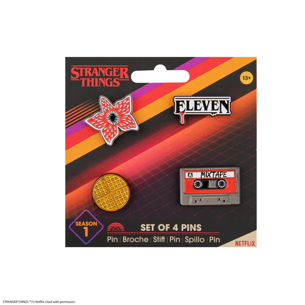Stranger Things Pins Season 1 - Eggo Waffle, Eleven, Demogorgon, Mixtape