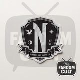 Nevermore Academy Crest Black Die Cut Vinyl Sticker Holographic/Clear/White