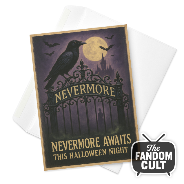 Halloween - The Raven at Nevermore Gates - Greetings Card 5" x 7"