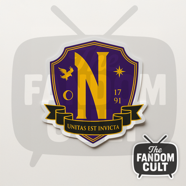 Nevermore Academy Purple Crest Die Cut Vinyl Sticker Holographic/Clear/White