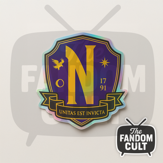 Nevermore Academy Purple Crest Die Cut Vinyl Sticker Holographic/Clear/White