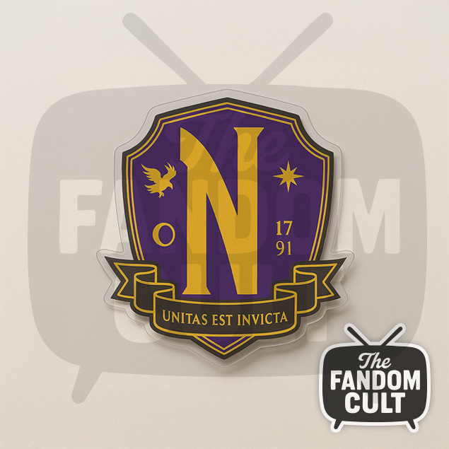 Nevermore Academy Purple Crest Die Cut Vinyl Sticker Holographic/Clear/White