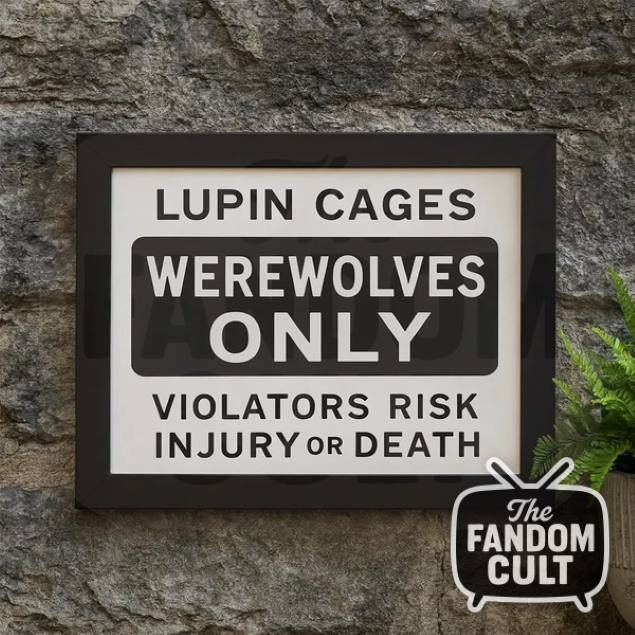 Lupin Cages 'Werewolves Only' Framed Warning Sign - A5, A4