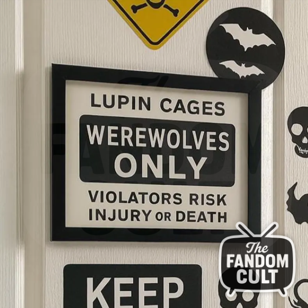 Lupin Cages 'Werewolves Only' Framed Warning Sign - A5, A4