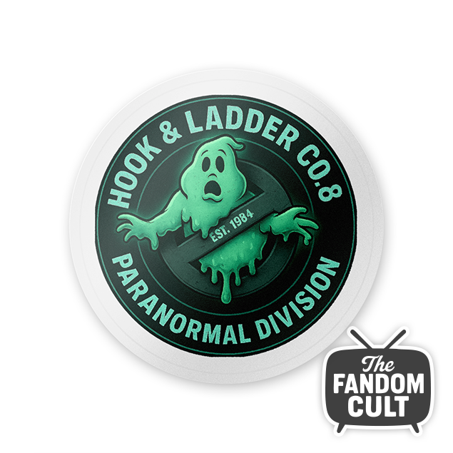 Hook & Ladder Co.8 Neon Logo Stickers White/Clear/Holographic - Inspired by Ghostbusters
