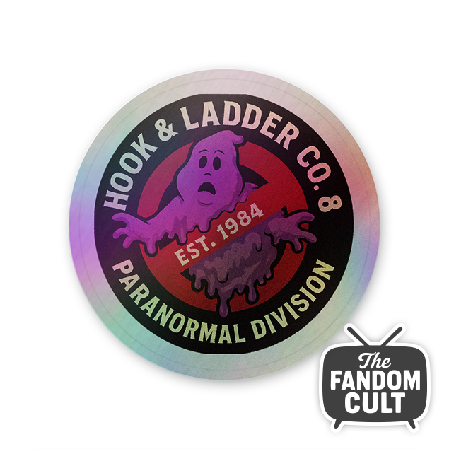 Hook & Ladder Co.8 Purple Slime Logo Sticker White/Clear/Holographic - Inspired by Ghostbusters