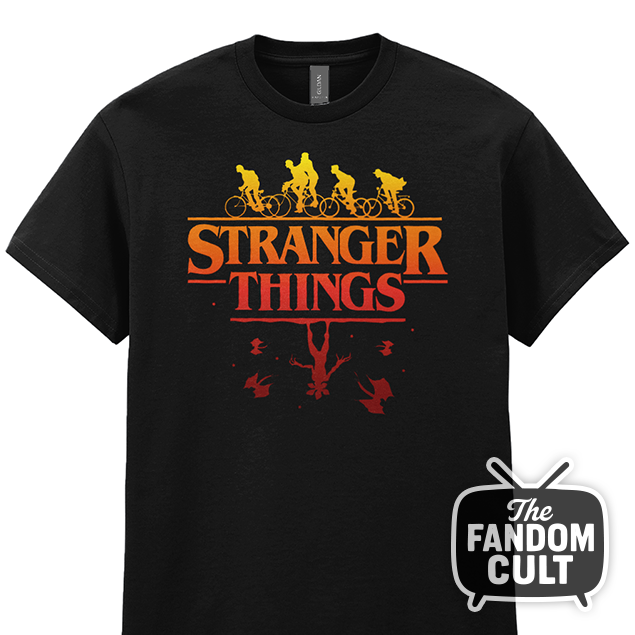 Bikes & Demogorgon Yellow Gradient T-Shirt - Inspired by Stranger Things
