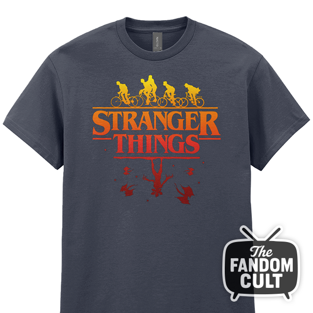 Bikes & Demogorgon Yellow Gradient T-Shirt - Inspired by Stranger Things