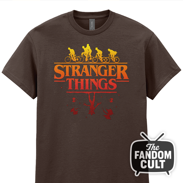 Bikes & Demogorgon Yellow Gradient T-Shirt - Inspired by Stranger Things