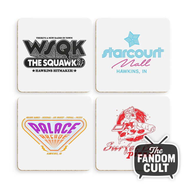 Brands of Hawkins Group #2 Drinks Coasters - Set of 4 - Inspired by Stranger Things