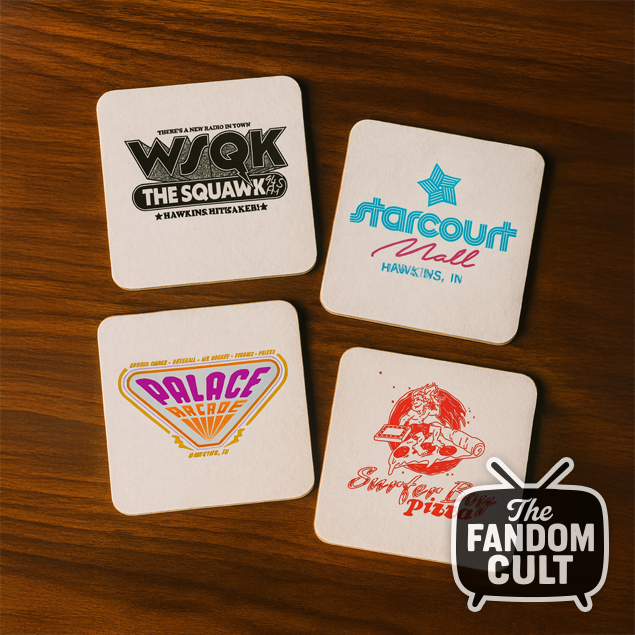 Brands of Hawkins Group #2 Drinks Coasters - Set of 4 - Inspired by Stranger Things