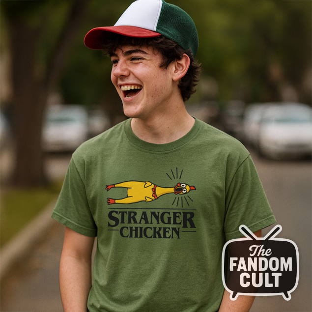 Stranger Chicken T-Shirt - Rubber Squawk!