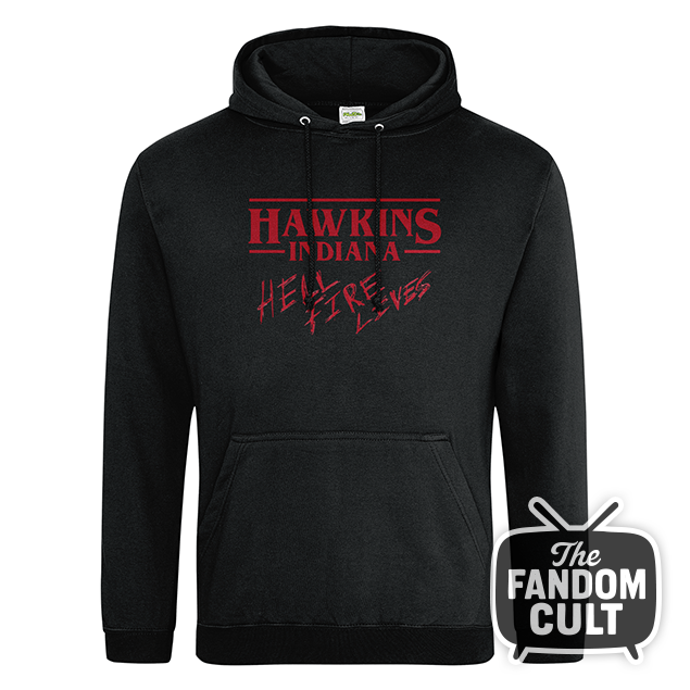 Hellfire Lives Hawkins Indiana College Hoodie - Inspired by Stranger Things
