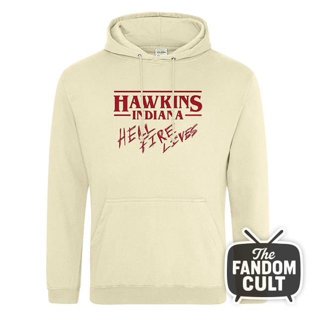 Hellfire Lives Hawkins Indiana College Hoodie - Inspired by Stranger Things