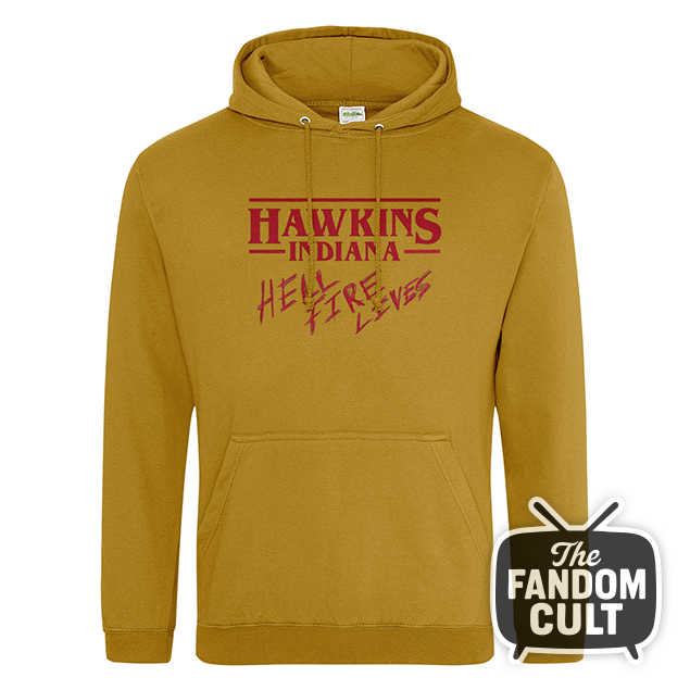 Hellfire Lives Hawkins Indiana College Hoodie - Inspired by Stranger Things