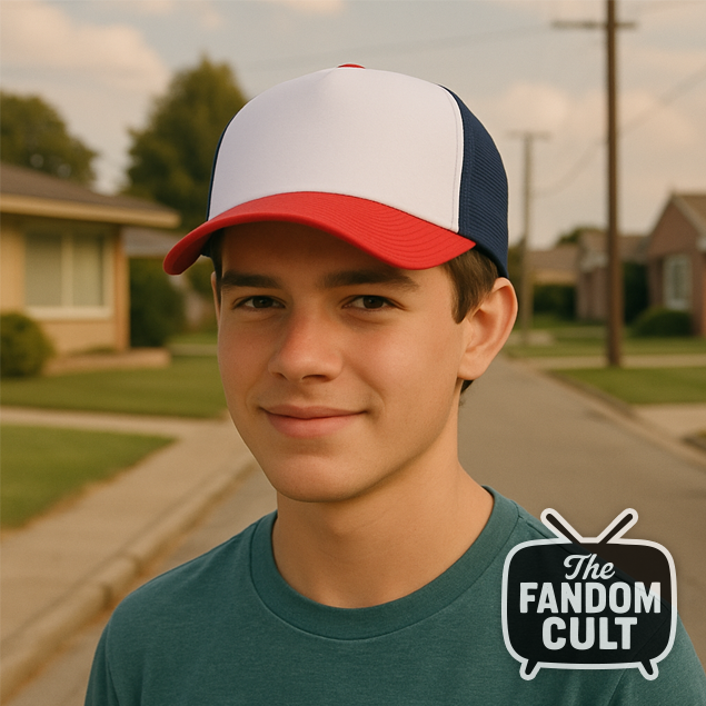 Three-tone Retro Red, White & Blue Foam Mesh Cap - Dustin Henderson