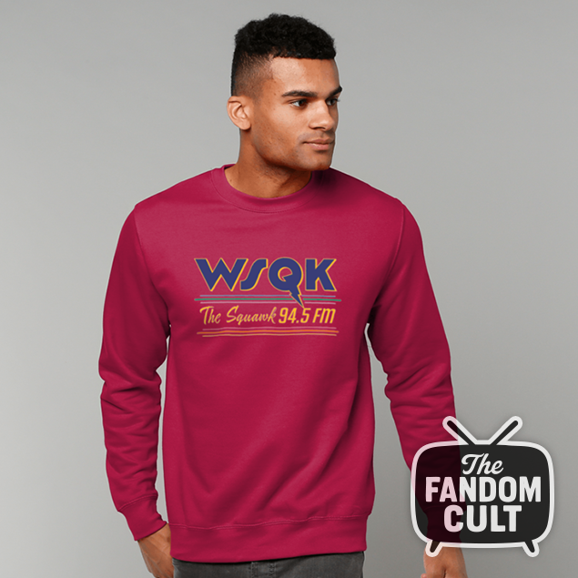 WSQK Long Sleeve Logo Sweatshirt in Red - Dustin Henderson Cosplay