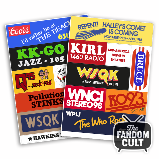 WSQK 1980s Vintage Radio Sticker Sheets - Stranger Things