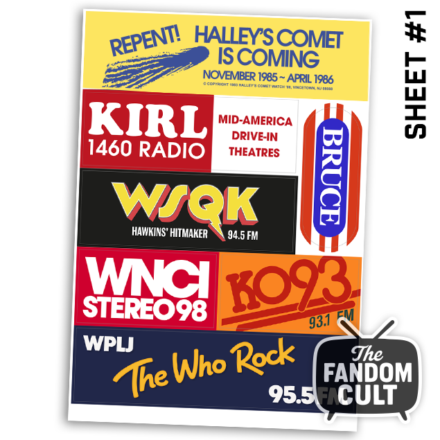 WSQK 1980s Vintage Radio Sticker Sheets - Stranger Things