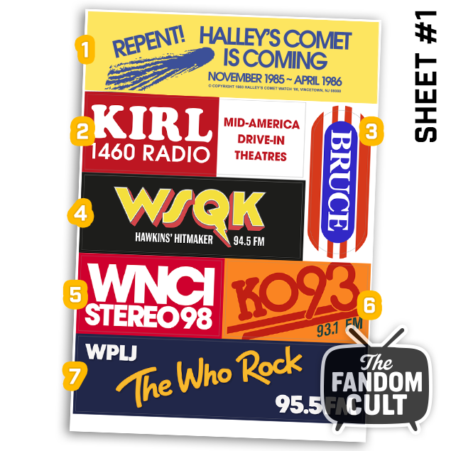WSQK 1980s Vintage Radio Sticker Sheets - Stranger Things