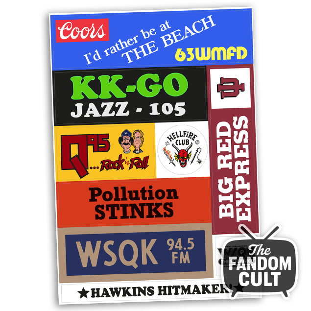 WSQK 1980s Vintage Radio Sticker Sheets - Stranger Things