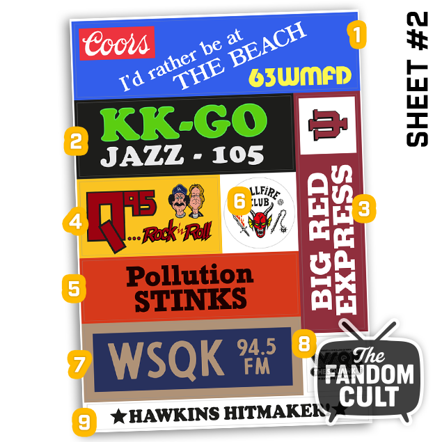 WSQK 1980s Vintage Radio Sticker Sheets - Stranger Things