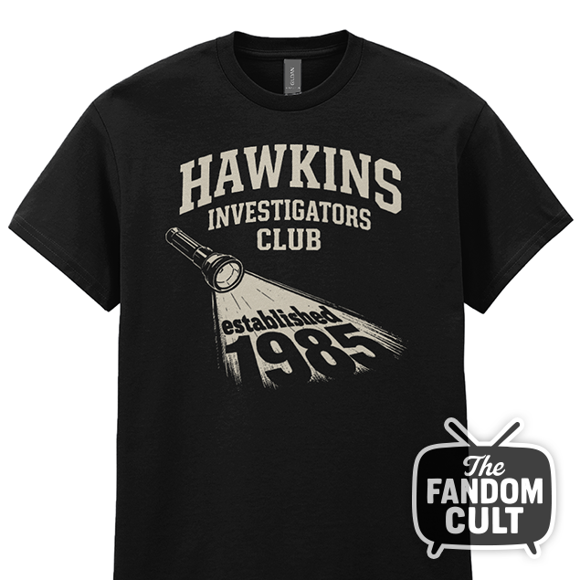 Hawkins Investigators Club Torch Searchlight T-Shirt - Tales from '85