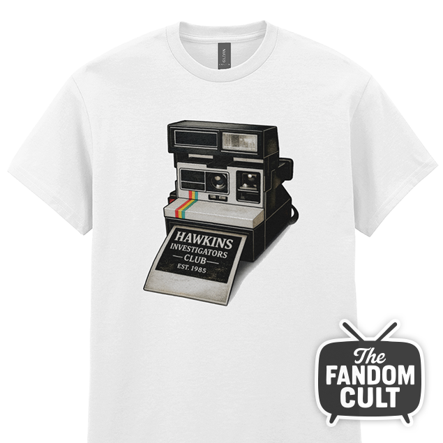 Polaroid Hawkins Investigators Club White T-Shirt - Inspired by Tales from '85